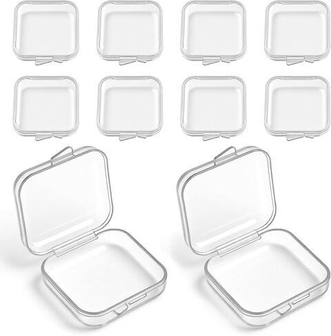 10Pcs Clear Plastic Ear Plug Cases,1.8cm Small Jewelry Storage Box Case with Lid Thicken Mini Clear Plastic Box for Earplugs,Beads,Necklaces,Ear Studs,Rings in Saudi Arabia