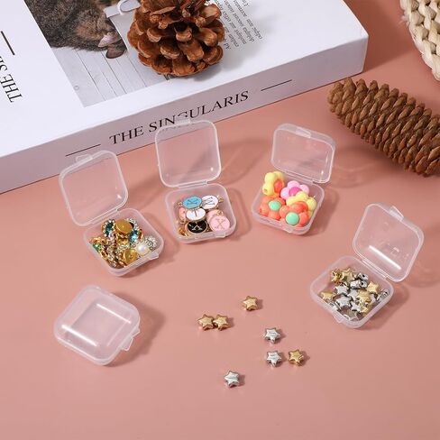 10Pcs Clear Plastic Ear Plug Cases,1.8cm Small Jewelry Storage Box Case with Lid Thicken Mini Clear Plastic Box for Earplugs,Beads,Necklaces,Ear Studs,Rings in Saudi Arabia