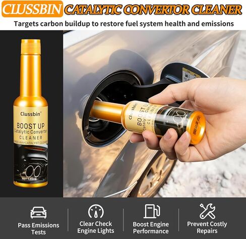 Catalytic Convertor Cleaner,4Pcs Clussbin Catalytic Converter Cleaner Kit,Auto Parts Engine,Exhaust System Pipe Carbon Removal Cleaner Treatment Additive Oil,Fuel System Treatment Oil Additive in Kuwait
