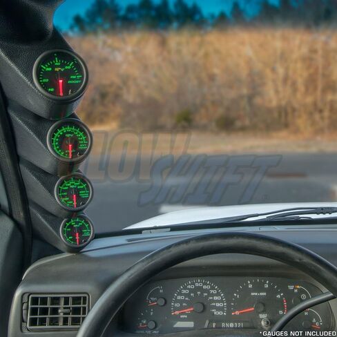 GlowShift Black Quad Pillar Gauge Pod Compatible with Ford Super Duty F-250 F-350 Power Stroke 1999-2007 - ABS Plastic - Mounts (4) 2-1/16" (52mm) Gauges in Kuwait