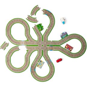 Melissa & Doug Design Your Own Railroad 48-Piece Floor Puzzle with 2 Wind-up Toy Trains and Interchangeable Scenery, Kids Puzzles with Preschool Toys for Girls & Boys Ages 4 and Up - FSC Certified in Kuwait