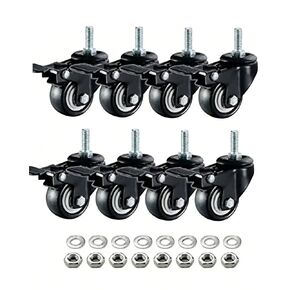 Heavy Duty Swivel Caster with 1.5in Threaded Bar, M8x25 Nut Spacer, for Shopping Carts, Workbenches and Furniture (4) in Kuwait
