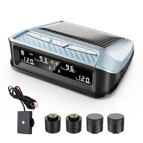 Ta6 Wireless Solar TPMS، نظام مراقبة ضغط الإطارات RV مع معزز الإشارة، 0-188 رطل لكل بوصة مربعة لمقطورة شاحنة التخييم، شاشة LCD ملونة، 6 منبهات، إعداد PSI مخصص ثنائي المحور (4 أجهزة استشعار) in Kuwait