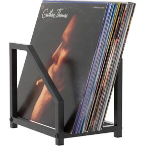 Metal Record Stand for Tabletop Holds 40 LPs, Vinyl Record Holder with Square Base & Non-Slip Pads, All Metal Album Display Storage for Home Decor, Black in Saudi Arabia