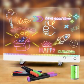 لوحة رسم LED قابلة لإعادة الشحن مقاس 16 بوصة للأطفال مع 7 تأثيرات ضوئية، لوحة مسح جافة من الأكريليك المتوهج، حامل مدمج، سبورة طباشير لوحية للرسم مضيئة للأطفال، هدايا للفتيات/المراهقات، 7 أقلام تحديد in Kuwait