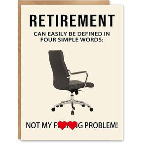 Funny Retirement Card for Her, Retirement Gift for Women, Blank Inside, with Kraft Envelope and Gold Seal Sticker in Saudi Arabia