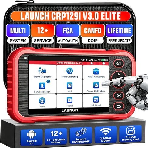 Launch Scanner CRP129i V3.0(Upgrade of CRP123I), Professional OBD2 Scanner Diagnostic Tool with ABS and SRS, ENG, Transmission, FCA AutoAuth Code Reader for Cars and Trucks,Oil,DPF,TPMS Car Scan Tool in Kuwait