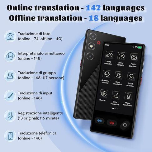 2026 Upgrade Language Translator Device, Instant Translator with 148 Languages, Translator Device no WiFi Needed with 19 Languages, Long-Lasting Portable AI Translator for Business Travel Study in Kuwait
