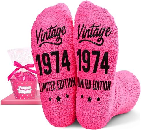 HAPPYPOP 50th Birthday Gifts Ideas for Women - Socks for 50 Year Olds, 1974 Birthday Gifts, Best Gifts for 50 Year Old Woman in Saudi Arabia