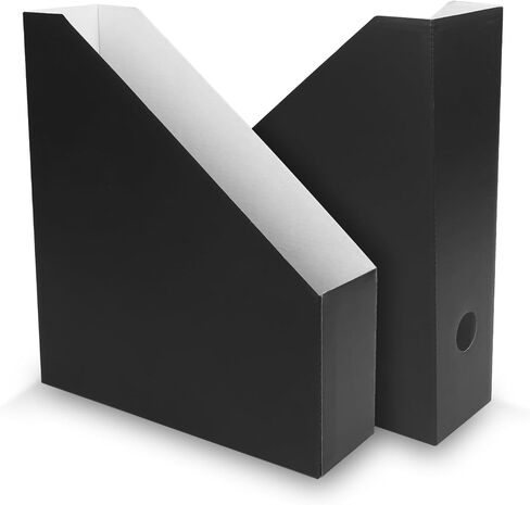Rempry 12 Pack Magazine File Holders White, Foldable Cardboard Document Organizer Boxes with Labels, Space-Saving Storage for Office, Home, School (9.9"x3.3"x12") in Kuwait