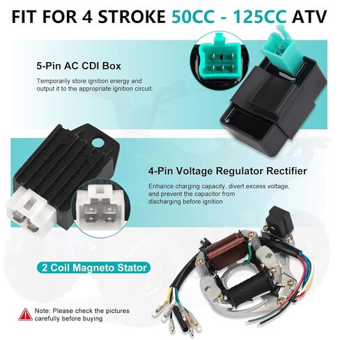 Complete Electrics Wiring Harness Kit for 4 Stroke ATV KLX (50cc 70cc 110cc 125cc) Quad Dirt Bike Go Kart taotao Stator Coil CDI Solenoid Spark Plug in Kuwait