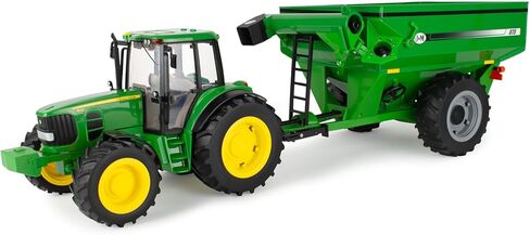 Tomy Big Farm John Deere 7430 Tractor w/J&M Grain Cart, 1:16 Scale, Lights & Sounds, Pivoting Auger, Opening Chute, Durable Indoor/Outdoor Toy, Ages 3+ in Kuwait