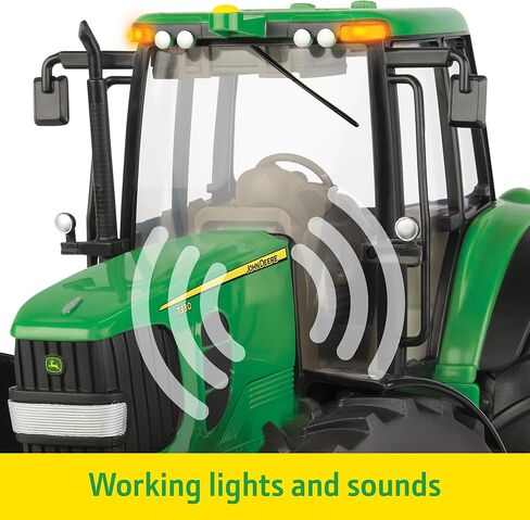Tomy Big Farm John Deere 7430 Tractor w/J&M Grain Cart, 1:16 Scale, Lights & Sounds, Pivoting Auger, Opening Chute, Durable Indoor/Outdoor Toy, Ages 3+ in Kuwait
