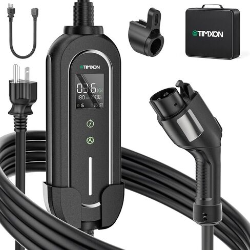 16A Portable Level 1&2 EV Charger-ETL Certified,110V-240V Car Charger with 25FT Charging Cable, NEMA 6-20 Plug & NEMA 5-15 Adapter EV Charging Station, Backup EV Chargers for All SAE EVSE J1772 Cars in Kuwait