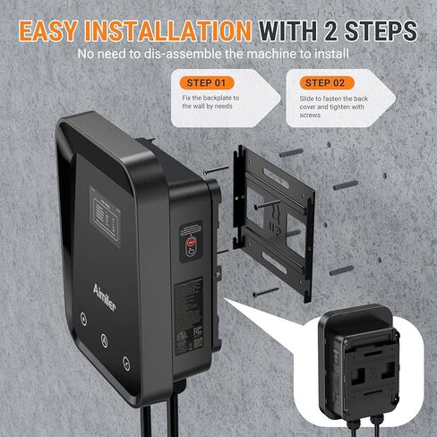 شاحن AIMILER المستوى 2 EV، 48A/11.5kW، محطات شحن المركبات الكهربائية المعتمدة من ETL للمنزل المستوى 2، كابل طويل 25 قدمًا مع قابس 240 فولت Nema 14-50p، يدعم التحكم في التطبيق WiFi (2.4 جرام) أو التوصيل والتشغيل in Kuwait