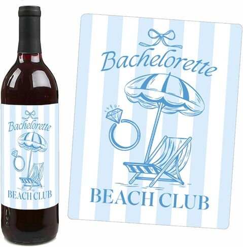 Big Dot of Happiness Last Toast on the Coast Wine Bottle Label Stickers, Coastal Bride Beach Bachelorette Party Decorations for Bridal Shower Favors - Set of 4 Stickers in Kuwait