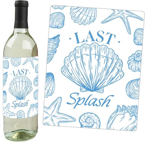 Big Dot of Happiness Last Toast on the Coast Wine Bottle Label Stickers, Coastal Bride Beach Bachelorette Party Decorations for Bridal Shower Favors - Set of 4 Stickers in Kuwait
