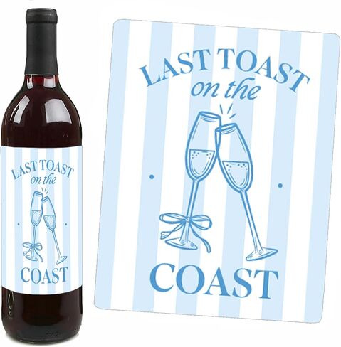 Big Dot of Happiness Last Toast on the Coast Wine Bottle Label Stickers, Coastal Bride Beach Bachelorette Party Decorations for Bridal Shower Favors - Set of 4 Stickers in Kuwait
