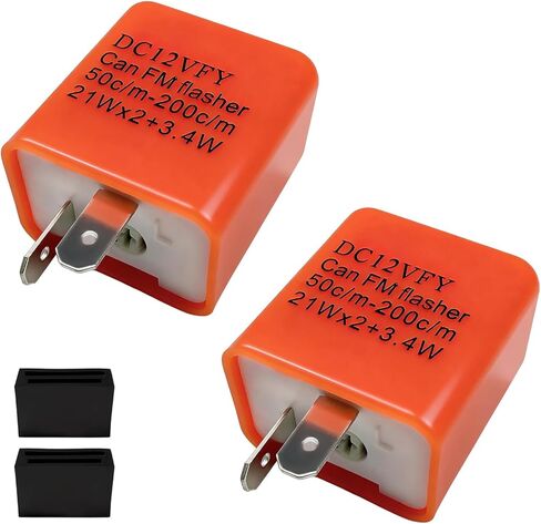 2 PCS 2-Pin Electronic Turn Signal Flasher Relay, 12V Adjustable Electronic Blinker Relay Replacement, Waterproof LED Flasher Relays Fix Motorcycle Turn Signal Bulbs Fast Flash (Orange) in Kuwait