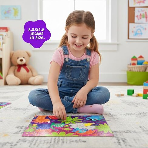 Dinomini Floor Puzzles for Toddlers 4-in-1 Value Pack - 4 x Puzzles for Toddlers 2-4 - 24, 36, 48 & 60 Pieces - Preschool Learning Activities - Learning & Educational Toys in Kuwait