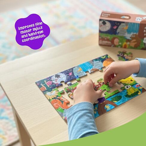 Dinomini Floor Puzzles for Toddlers 4-in-1 Value Pack - 4 x Puzzles for Toddlers 2-4 - 24, 36, 48 & 60 Pieces - Preschool Learning Activities - Learning & Educational Toys in Kuwait