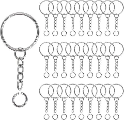 120PCS Keychain Making Supplies, 60PCS Key Chain Rings with Chain and 60PCS Jump Rings, Keychains Bulk Rings Making Kit for Crafts in Kuwait