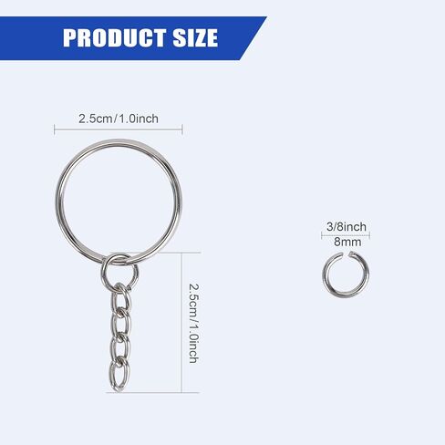 120PCS Keychain Making Supplies, 60PCS Key Chain Rings with Chain and 60PCS Jump Rings, Keychains Bulk Rings Making Kit for Crafts in Kuwait