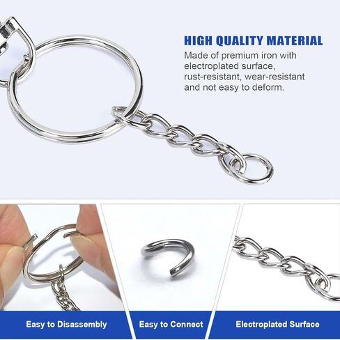 120PCS Keychain Making Supplies, 60PCS Key Chain Rings with Chain and 60PCS Jump Rings, Keychains Bulk Rings Making Kit for Crafts in Kuwait