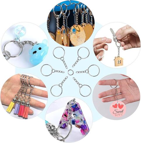 120PCS Keychain Making Supplies, 60PCS Key Chain Rings with Chain and 60PCS Jump Rings, Keychains Bulk Rings Making Kit for Crafts in Kuwait