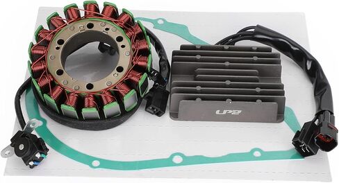 الجزء الثابت للملف المغناطيسي + منظم الجهد + حشية Assy لسوزوكي فولوسيا 800 VL800 موديل K5 2001-2004 - متوافق مع أرقام الأجزاء 32101-41F00 32800-41F10 in Kuwait