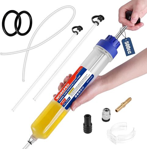 WORKPRO 500CC Manual Fluid Extractor, Multi-Purpose Oil Syringe, Oil Suction Pump, Manual Extraction and Filling Pump, Automotive Oil Syringe in Kuwait