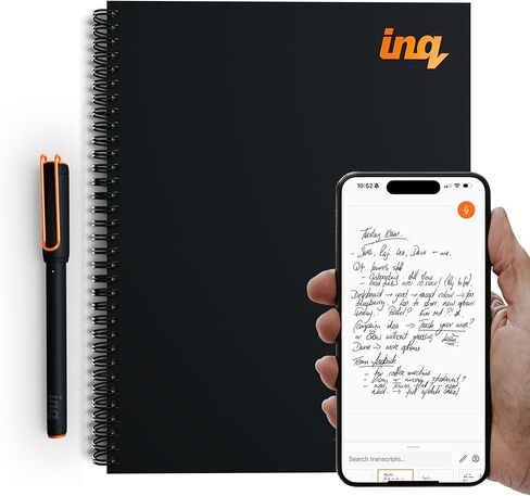 مجموعة الكتابة الذكية inq - تحول الكتابة اليدوية إلى نص - حبر حقيقي على ورق حقيقي - تدوين ملاحظات بتقنية الذكاء الاصطناعي وتسجيل صوتي ونسخ، لهواتف iPhone وAndroid - قلم ذكي ودفتر ملاحظات (حجم الحرف)، أبيض in Kuwait