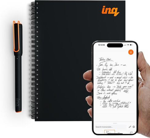 مجموعة الكتابة الذكية inq - تحول الكتابة اليدوية إلى نص - حبر حقيقي على ورق حقيقي - تدوين ملاحظات بتقنية الذكاء الاصطناعي وتسجيل صوتي ونسخ، لهواتف iPhone وAndroid - قلم ذكي ودفتر ملاحظات (حجم الحرف)، أبيض in Kuwait