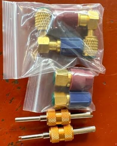 R12 to R134a Ac Fitting Conversion Adapter Kit Quick Couple Quick Coupler Valve Ac 90° Port Retrofit Adapter High Low Pressure with Valve Core Remover Set in Kuwait