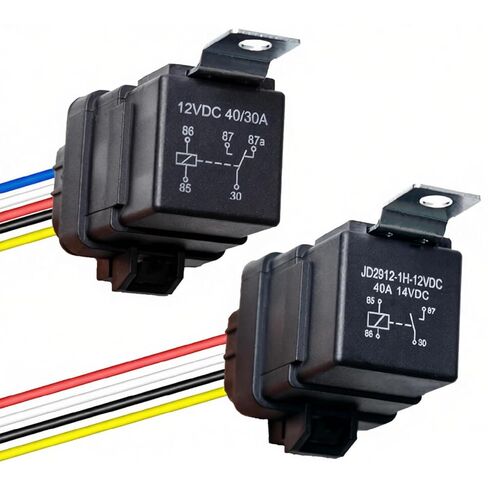 5-PIN Relay 12V, Automotive Relay Kit with 14&16 AWG Harness, SPDT 40/30 AMP Waterproof Heavy Duty Relay for Horn Starter Radiator Fan Motor (5) in Kuwait
