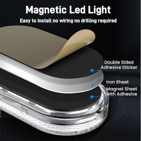 4PCS Wireless Car Led Interior Lights with Touch Control, 7 Colors Magnetic Car Dome Lamp, USB Rechargeable Cordless Footwell Ambient Light for Cars Truck Van,Cabinet, Wardrobe in Kuwait