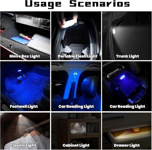 4PCS Wireless Car Led Interior Lights with Touch Control, 7 Colors Magnetic Car Dome Lamp, USB Rechargeable Cordless Footwell Ambient Light for Cars Truck Van,Cabinet, Wardrobe in Kuwait