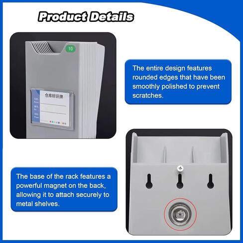 Wall Mount Time Card Holder Rack - 20-Slot Plastic Organizer for Industrial Use, Timecard Storage Solution (69cm/27.2") for Warehouse, Office, and Business in Kuwait