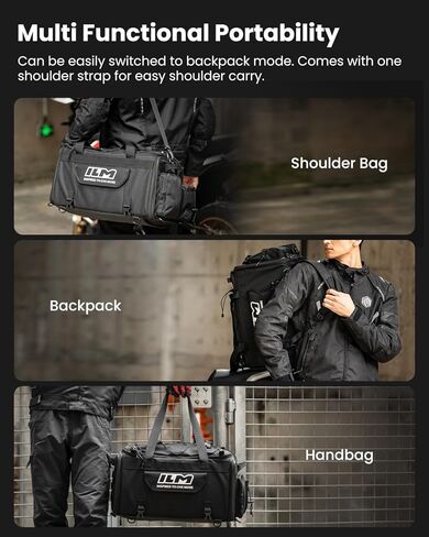 ILM Motorcycle Tail Bag 50-70L Travel Luggage Motorbike Rear Rack Trunk Shoulder Backpack with Rain Cover Model BL02 in Kuwait