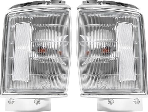 HECASA 4PCS Front Corner Lights + Turn Signal Lights Compatible with 1984-1986 Toyota Pickup, Corner Lamps Turn Signal Lamps Assembly Clear Lens Silvery Bezel LH & RH in Kuwait