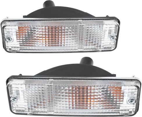 HECASA 4PCS Front Corner Lights + Turn Signal Lights Compatible with 1984-1986 Toyota Pickup, Corner Lamps Turn Signal Lamps Assembly Clear Lens Silvery Bezel LH & RH in Kuwait
