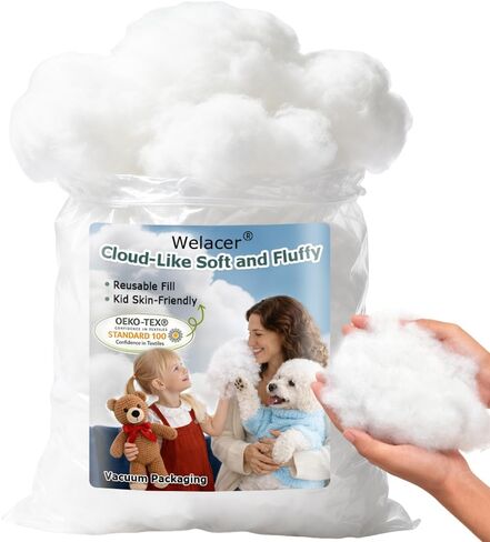 Welacer Polyfill Stuffing, Fluffy Pillow Stuffing for Stuffed Animals, DIY Plush Toys, Cushions, Cloud Decorations, Premium Original White Polyester Filling for Crochet Crafts,2.3lb/36.8oz in Kuwait