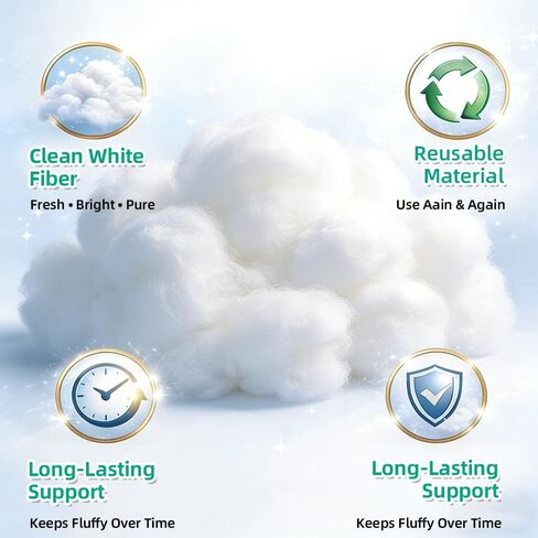 Welacer Polyfill Stuffing, Fluffy Pillow Stuffing for Stuffed Animals, DIY Plush Toys, Cushions, Cloud Decorations, Premium Original White Polyester Filling for Crochet Crafts,2.3lb/36.8oz in Kuwait