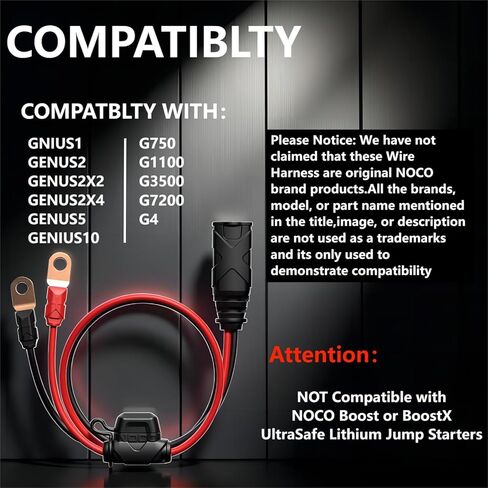 GC008 X-Connect مناسب لملحقات شاحن البطاريات NOCO، M10 (3/8 بوصة) طرف ثقب XL، حزام بطول 76.2 سم مع كابل شاحن بطاريات ذكية بصمامات 20 أمبير (عبوة من قطعتين) in Kuwait