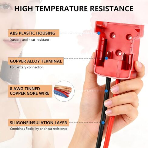 كابلات توصيل مع محول متوافق مع بطارية Jumper Starter من Milwaukel Mi8 18V، كابلات معززة للسيارات بطول 2 قدم 8AWG، سلك سيليكون مقاوم للحرارة 392 درجة فهرنهايت لبطارية أداة بدء تشغيل السيارة in Kuwait