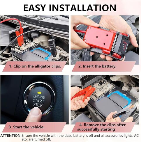 كابلات توصيل مع محول متوافق مع بطارية Jumper Starter من Milwaukel Mi8 18V، كابلات معززة للسيارات بطول 2 قدم 8AWG، سلك سيليكون مقاوم للحرارة 392 درجة فهرنهايت لبطارية أداة بدء تشغيل السيارة in Kuwait
