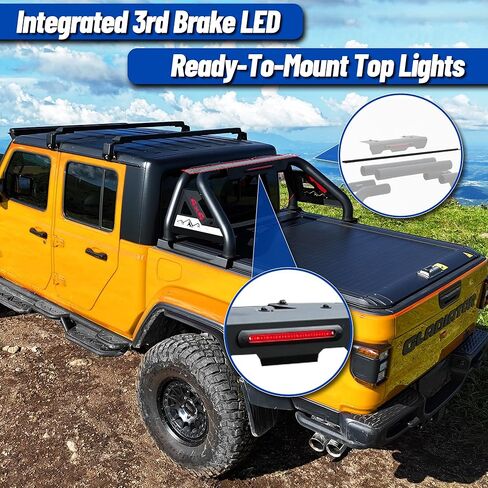 Adjustable Roll Bar for Mid Size Pickup Truck, OSOTORERO Roll Bar for Truck Roll Bar Sport Bar Chase Rack with Brake Lights Compatible with Tacoma, Ranger, Colorado, Canyon, Frontier, Gladiator in Kuwait