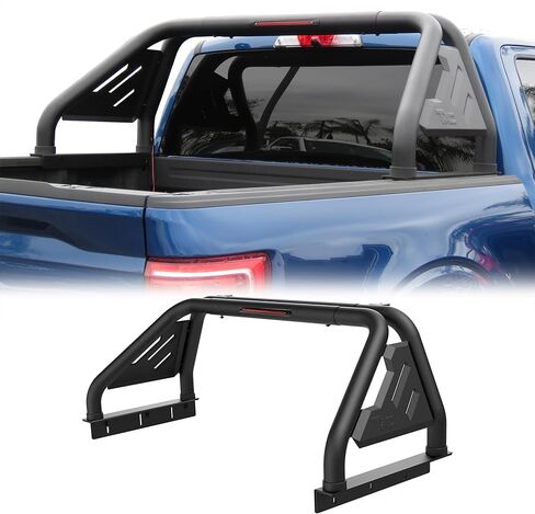 TAC T1 Sport Bar Roll Bar متوافق مع شاحنة بيك اب التندرا 2007-2026 بالحجم الكامل | الكربون الصلب الأسود | مع ضوء الفرامل (تشمل لوحة جبل ضوء LED) in Kuwait