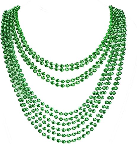 10PCS Five Size St. Patricks Day Beads Necklace 31.5"/30"/29.5"/28.7"/27.6" Green Mardi Gras Christmas Beads for St. Patricks Day, Mardi Gras, Christmas, Carnival Party Favors in Kuwait