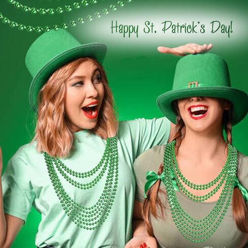 10PCS Five Size St. Patricks Day Beads Necklace 31.5"/30"/29.5"/28.7"/27.6" Green Mardi Gras Christmas Beads for St. Patricks Day, Mardi Gras, Christmas, Carnival Party Favors in Kuwait